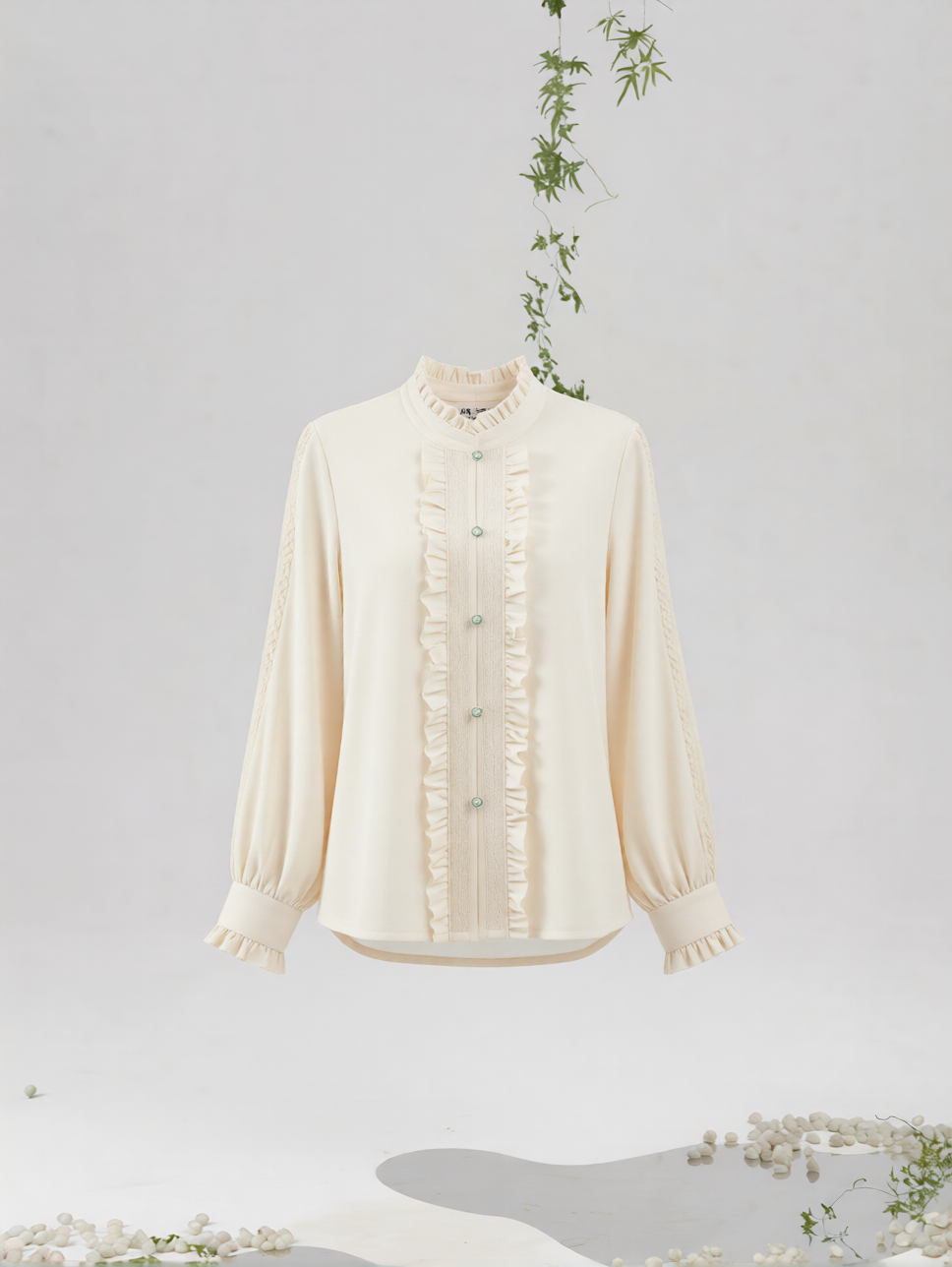 New Chinese Style Horse-Face Skirt | Light Tea Green Traditional Chinese Print - Versatile for Everyday Commute &amp; Light Socializing 